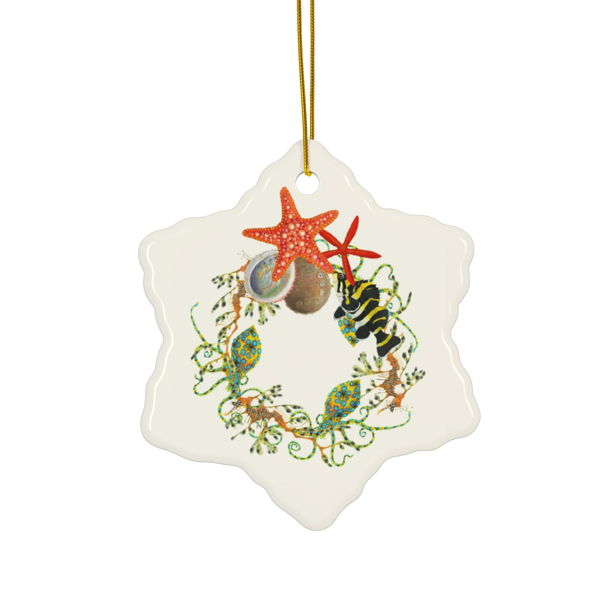 Nautical Wreath Ceramic Ornament