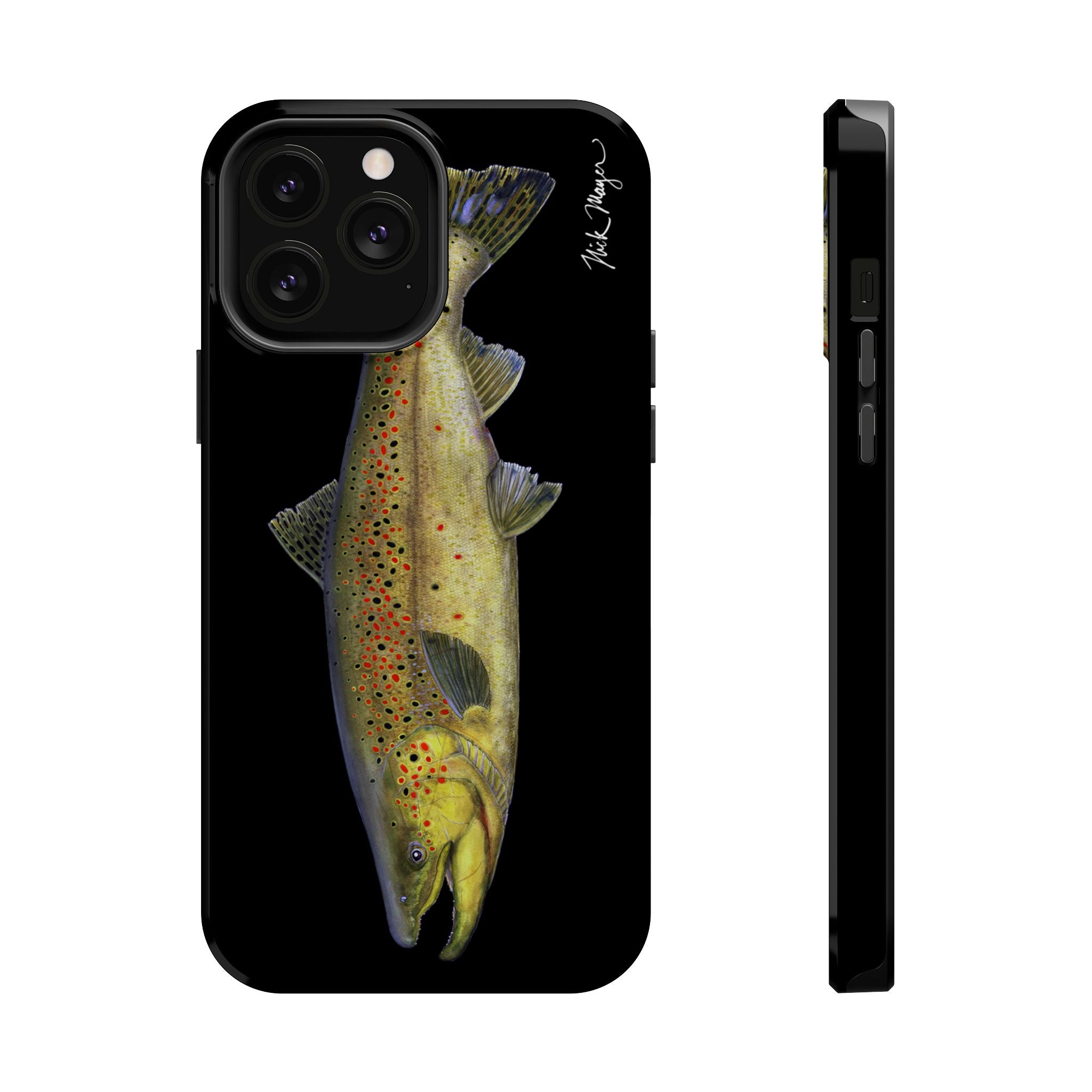 Brown Trout MagSafe Black iPhone Case