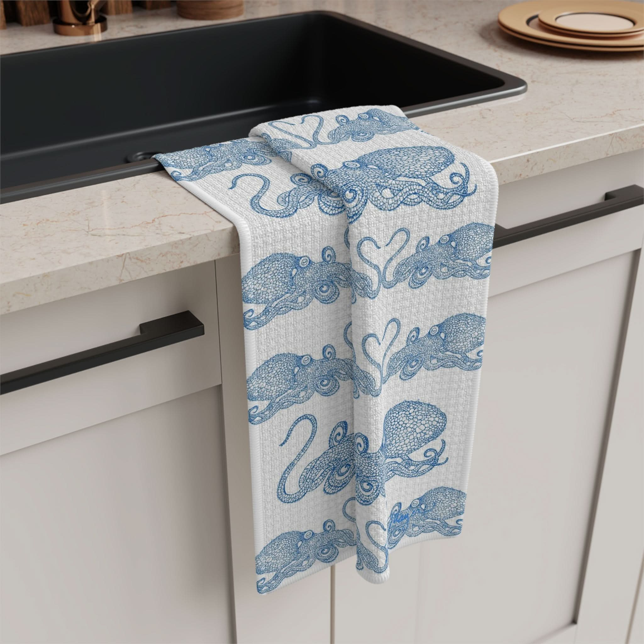 Blue Octopus II Soft Kitchen Towel