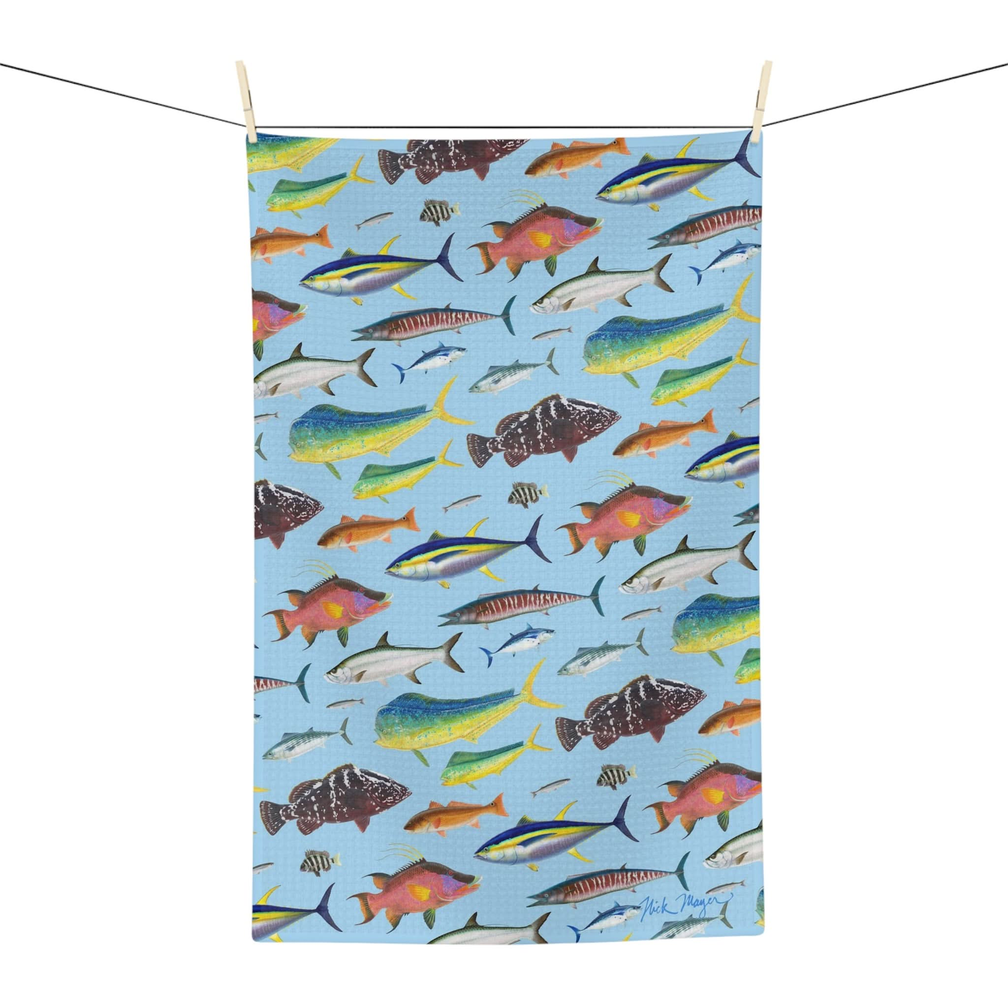 Southern Offshore Fish Blue Soft Kitchen Towel