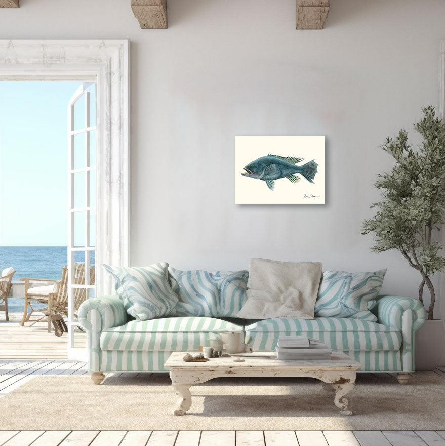 NEW! Black Sea Bass Canvas Wrap