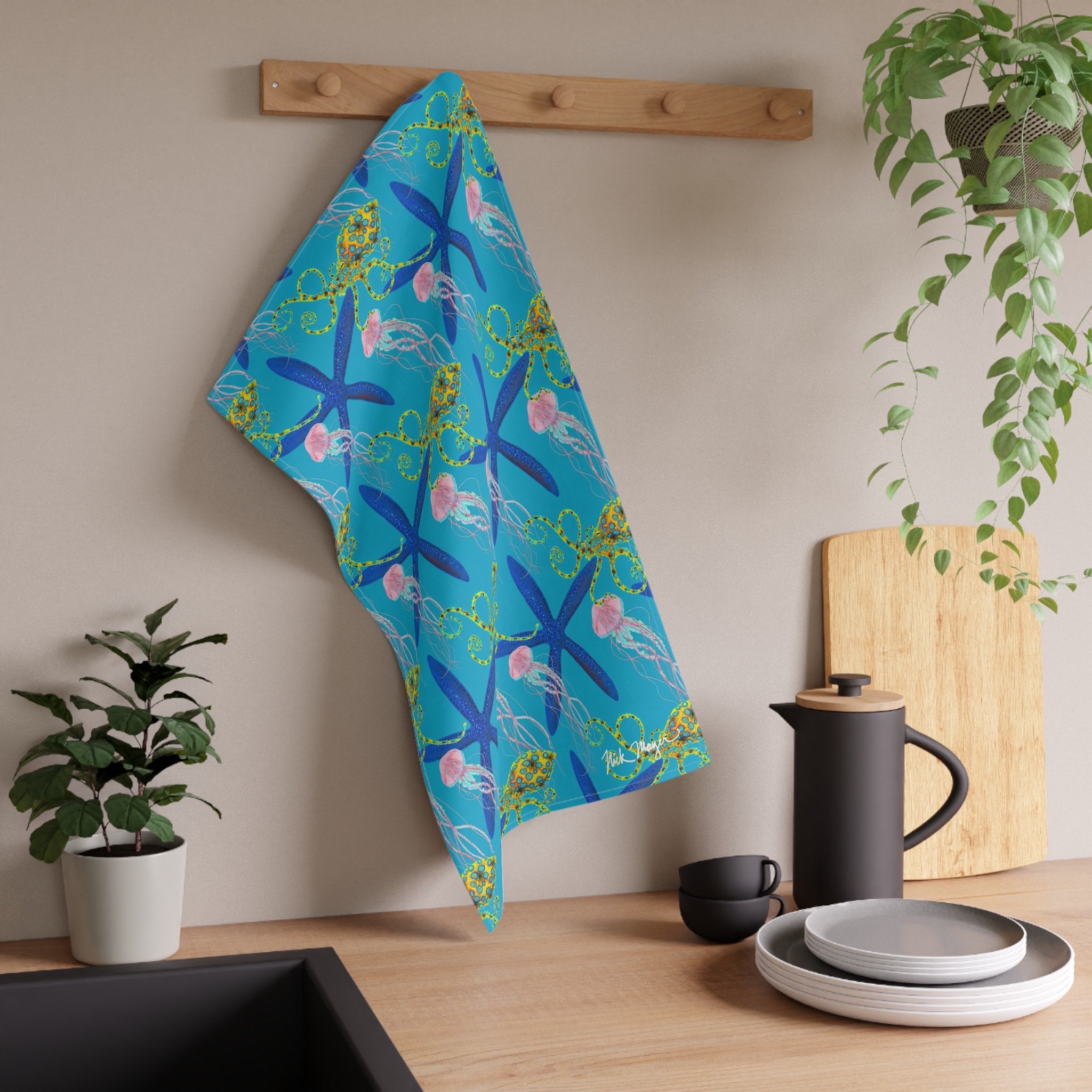 Blue Starfish Soft Kitchen Towel, NEW for 2025!