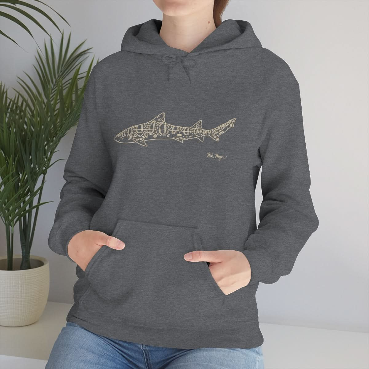 Leopard Shark Drawing Warm Hoodie