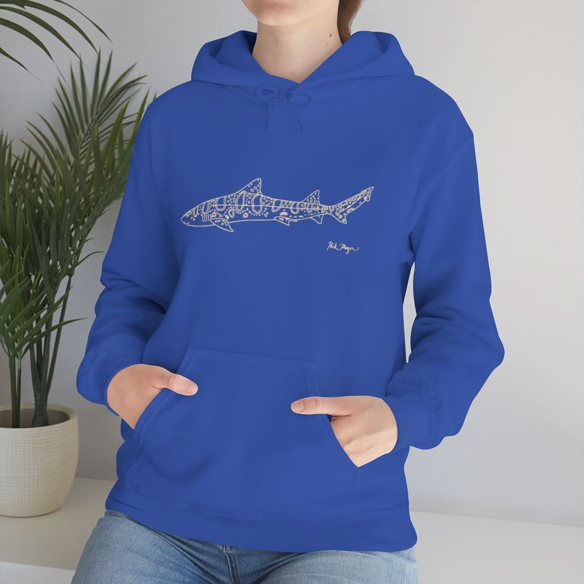 Leopard Shark Drawing Warm Hoodie