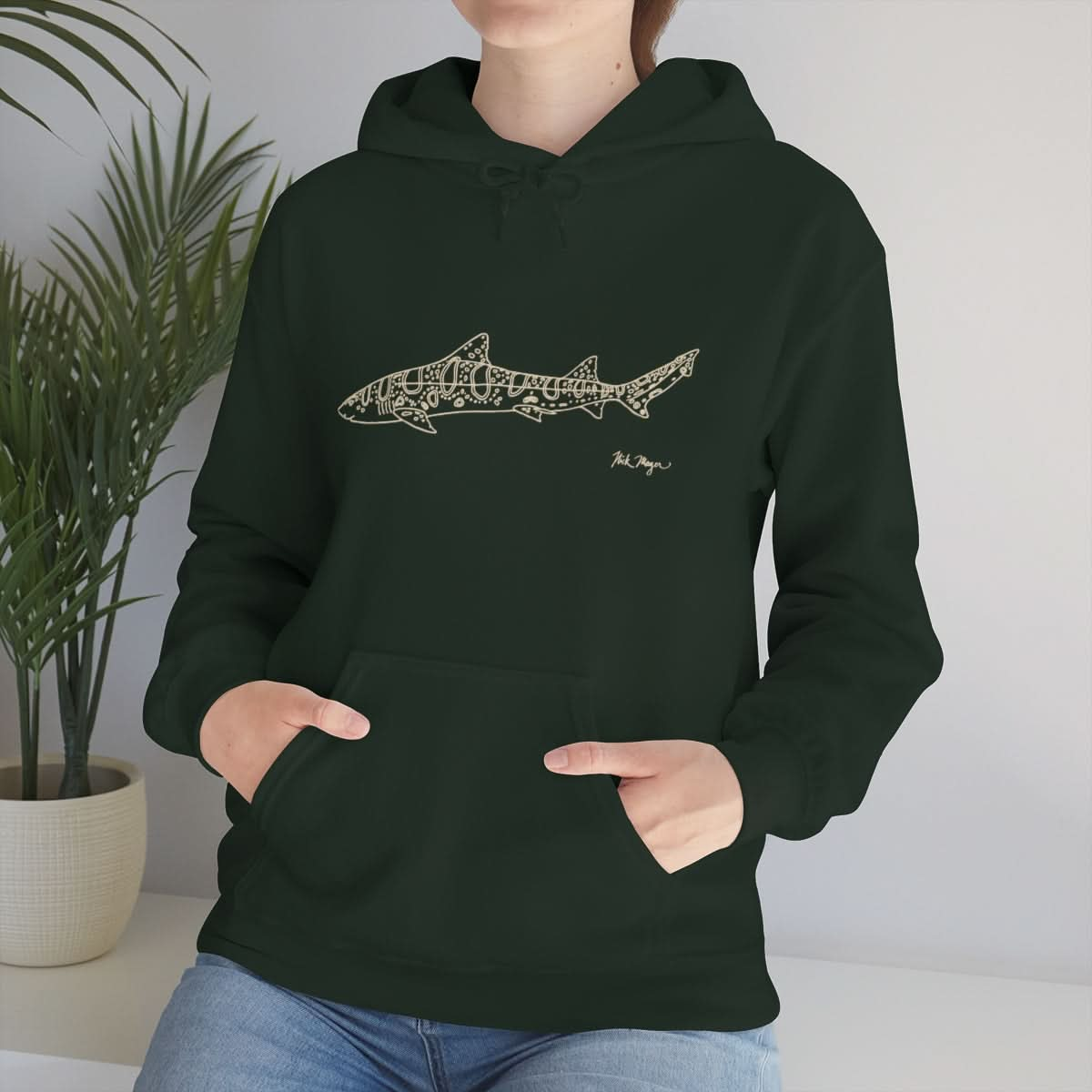 Leopard Shark Drawing Warm Hoodie