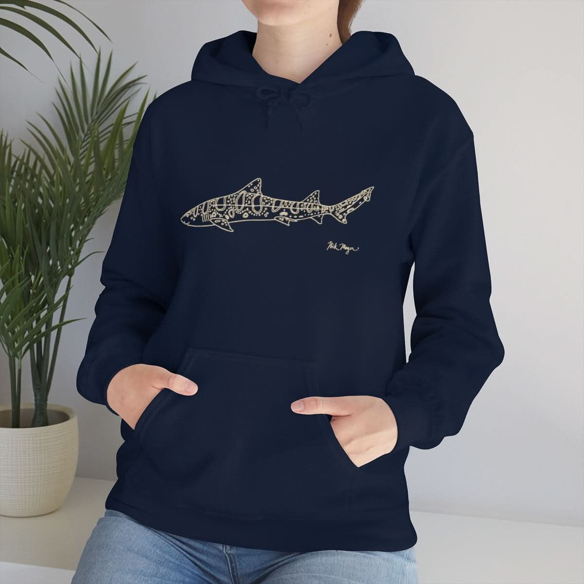 Leopard Shark Drawing Warm Hoodie