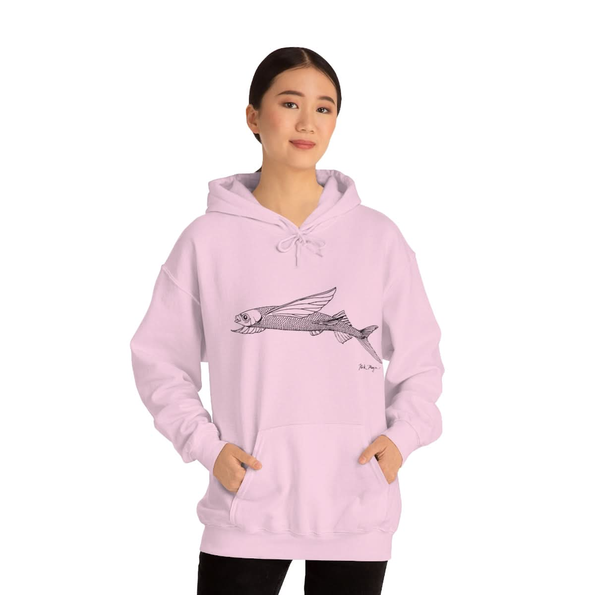 Flying Fish Drawing Warm Hoodie