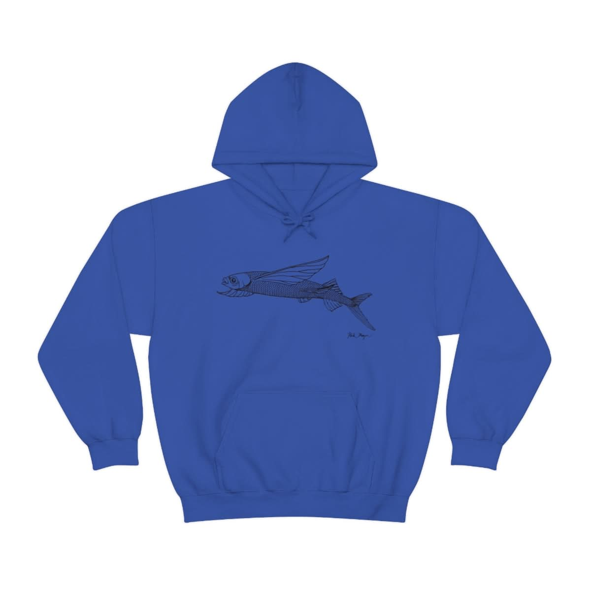 Flying Fish Drawing Warm Hoodie