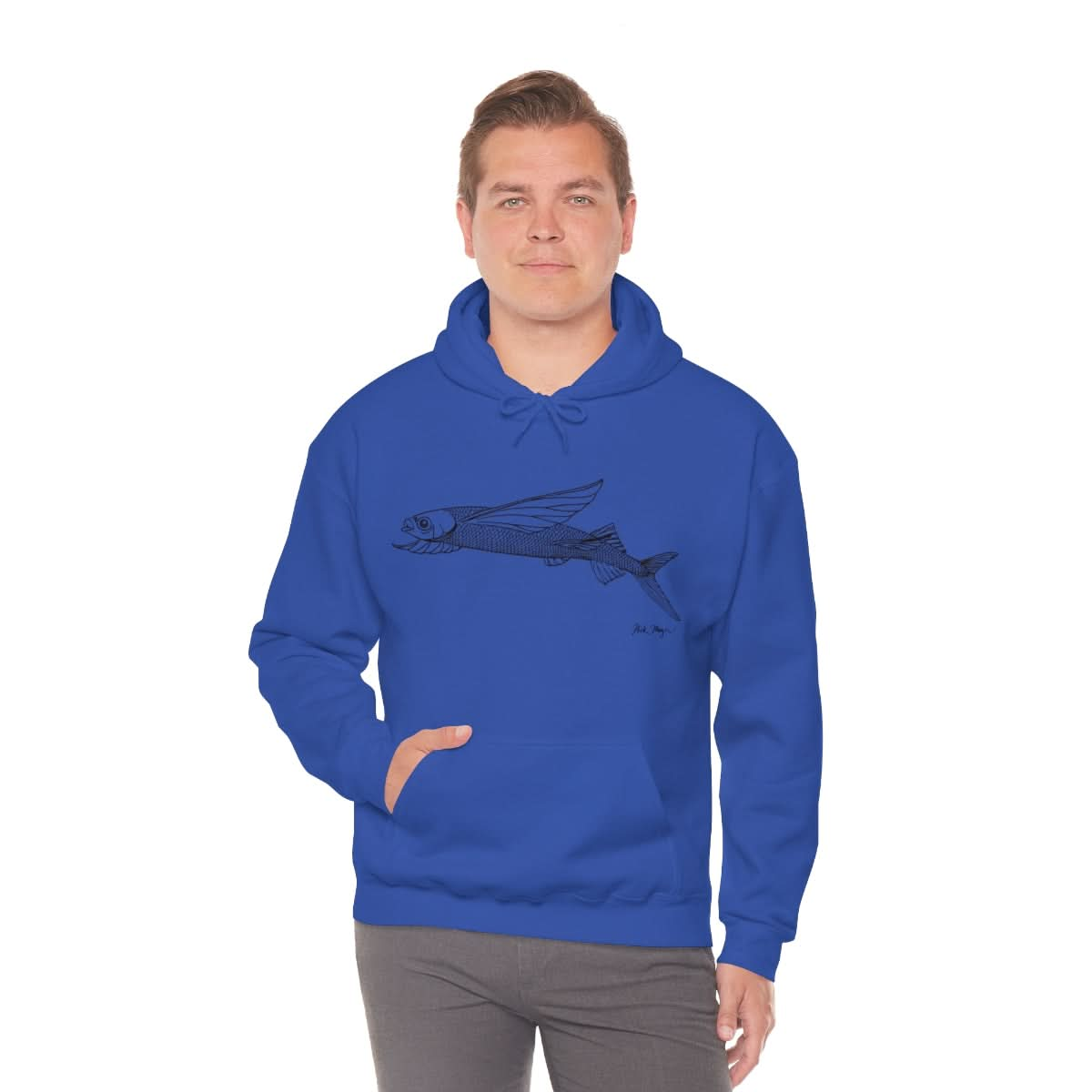 Flying Fish Drawing Warm Hoodie