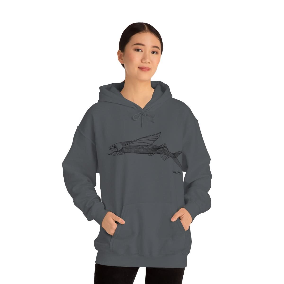 Flying Fish Drawing Warm Hoodie