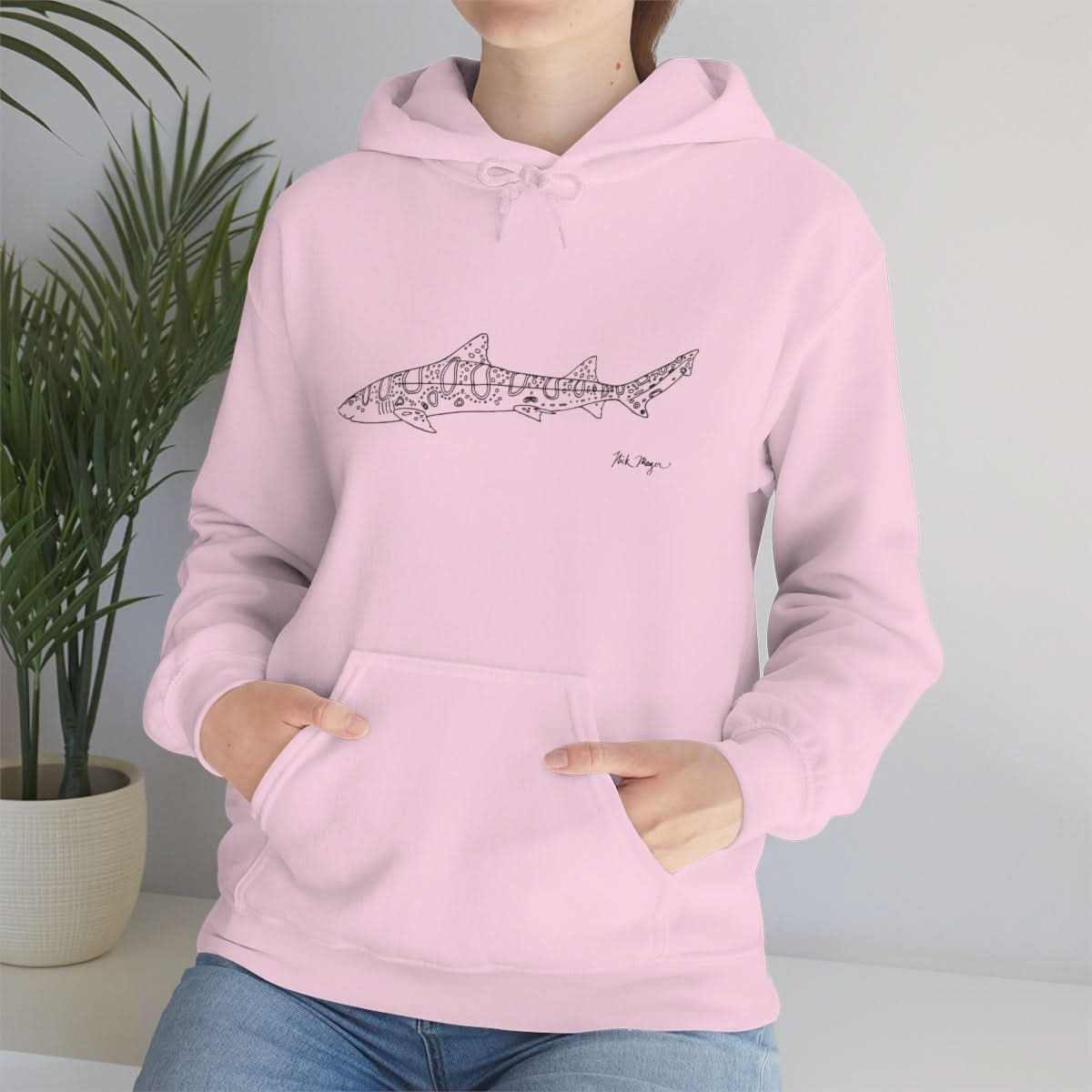 Leopard Shark Drawing Warm Hoodie