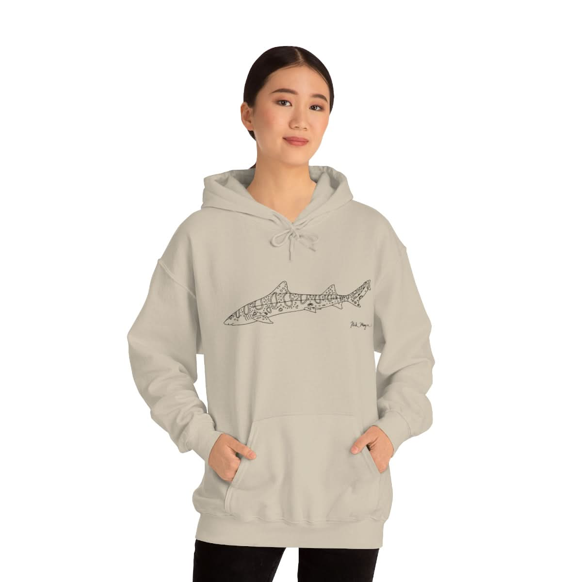 Leopard Shark Drawing Warm Hoodie