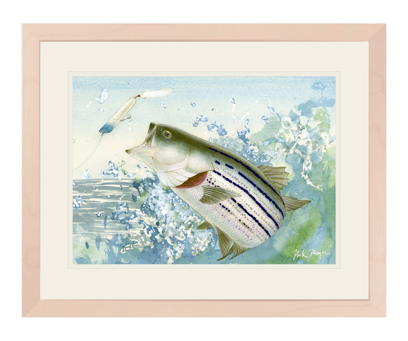 Striper & Atom Popper Original Watercolor Painting