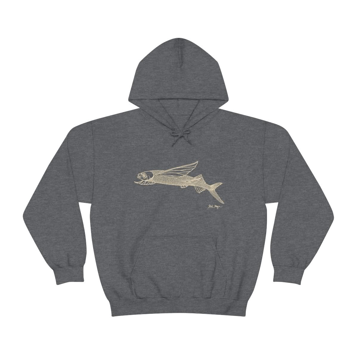 Flying Fish Drawing Warm Hoodie