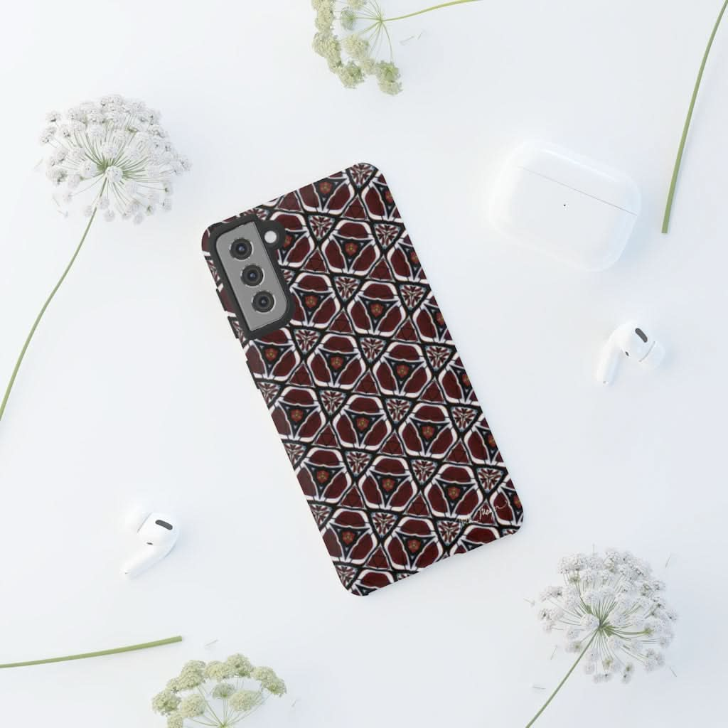 Maroon Butterfly Pattern Phone Case (Samsung)