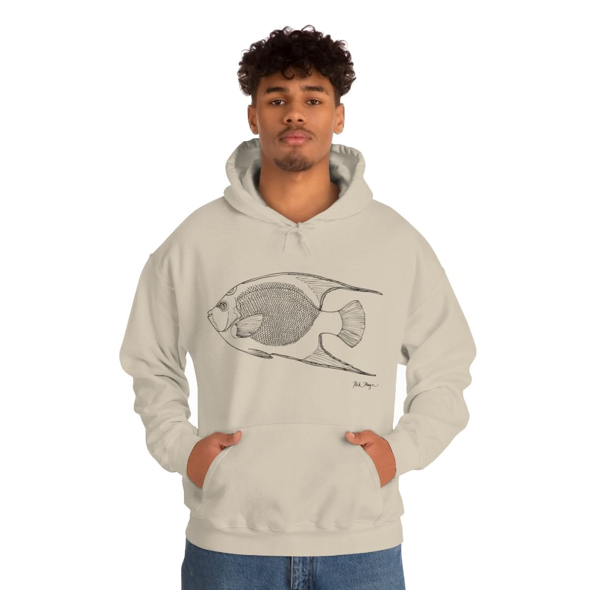 Queen Angelfish Drawing Warm Hoodie