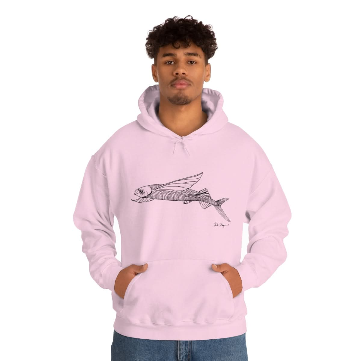 Flying Fish Drawing Warm Hoodie