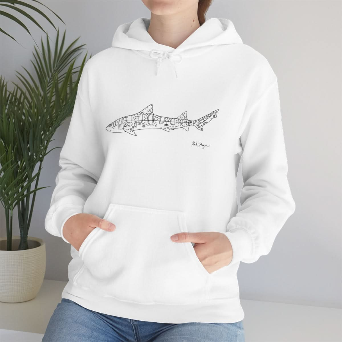 Leopard Shark Drawing Warm Hoodie